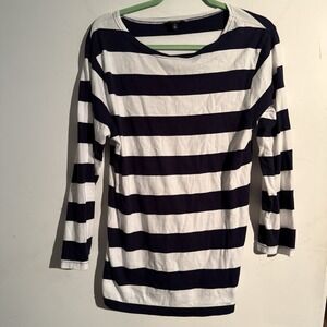 J Peterman Women's Small Striped Nautical Shirt Cotton Resort Vacation